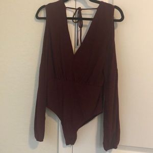 Burgundy long sleeve bodysuit